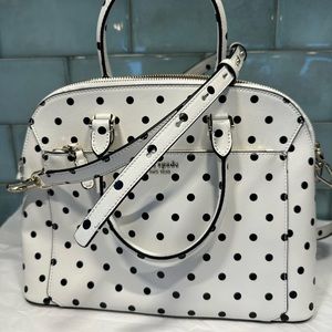 NWOT Kate Spade White Black Polka Dot Satchel Crossbody Handbag